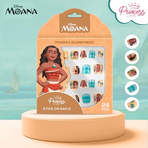 RENEE Princess Disney Moana’s Tropical Trio Nail & Lip Kit For Preteens | Includes Moana’s Island Magic & Island Adventure Stick On Nails & Moana Beachy Peachy Lip Balm - Image 3