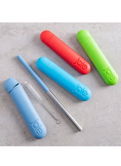 "joie Straw On-The-Go: Portable and Reusable Drinking Companion, Portable and Reusable Straw, Compact and Collapsible Straw, Eco-friendly, Stainless Steel straw with cleaning Brush, Assorted 1 Piece.