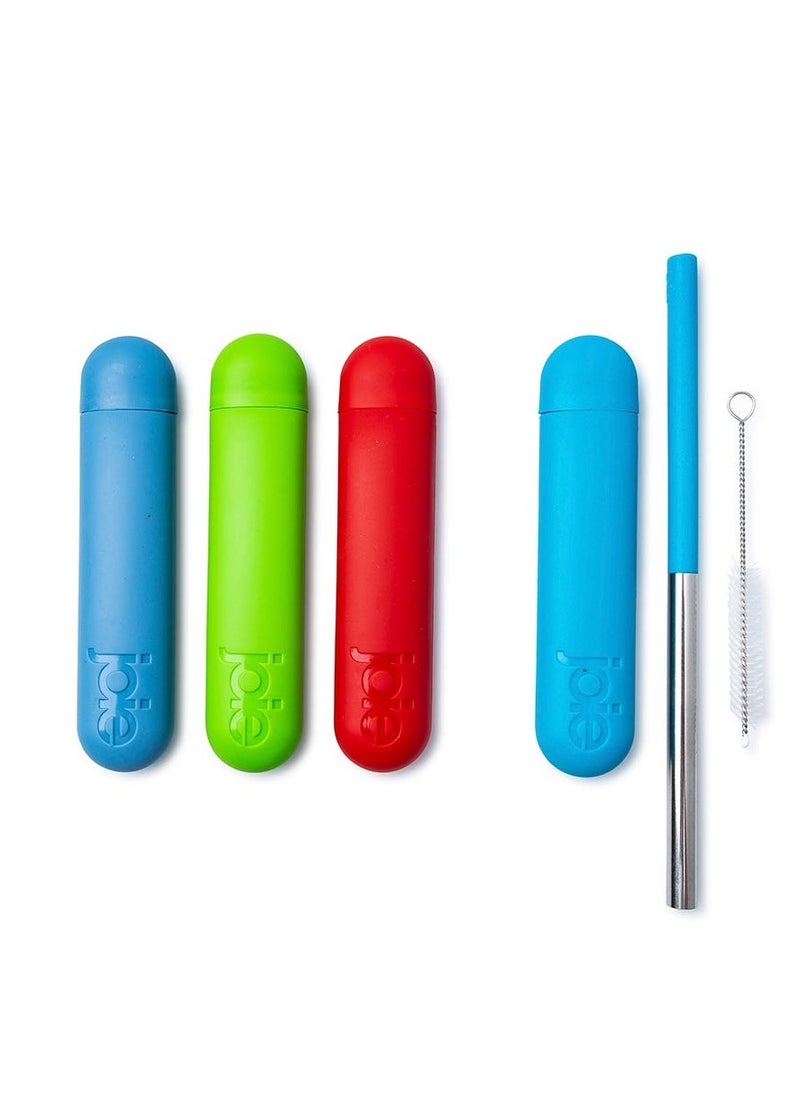 joie - "joie Straw On-The-Go: Portable and Reusable Drinking Companion, Portable and Reusable Straw, Compact and Collapsible Straw, Eco-friendly, Stainless Steel straw with cleaning Brush, Assorted 1 Piece. - Image 1