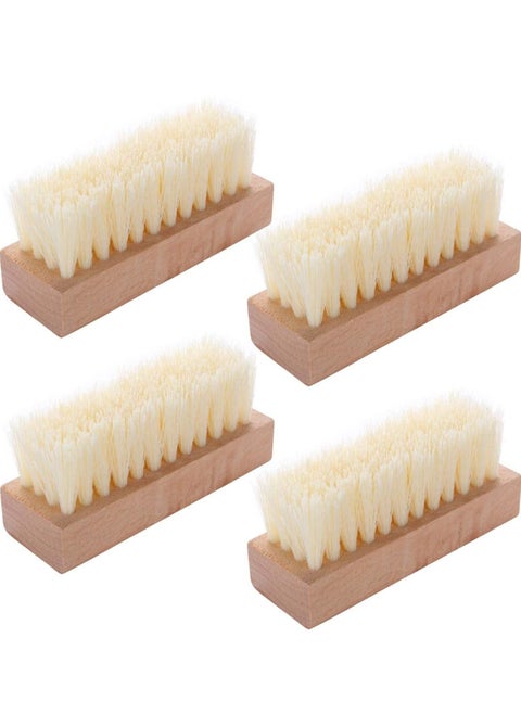4 PCS Nail Scrub Brush Wooden Non-Slip Hand for Cleaning Fingernail Toe