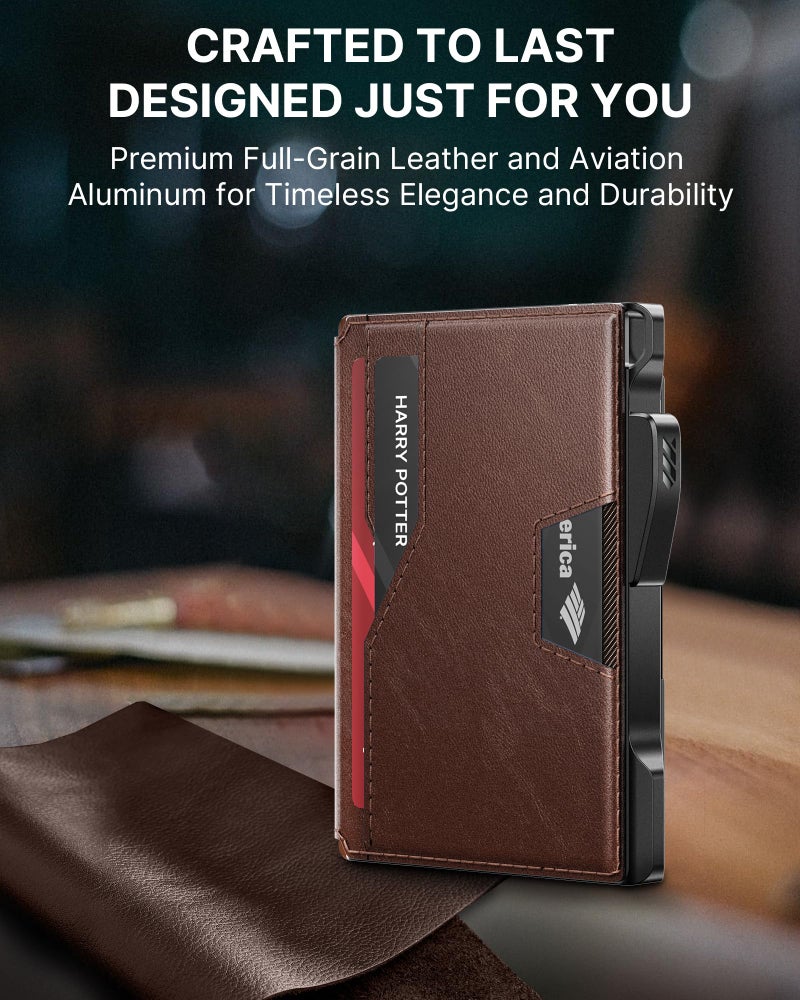 typecase Pop Up Wallet: Slim Wallet with Money Clip, Rfid-blocking, Minimalist, Small, Thin, Compact Card Case, Magnetic Bifold, Front Pocket Wallet, 9-13 Card Capacity, Mens Gifts Wallet - Brown - Image 5