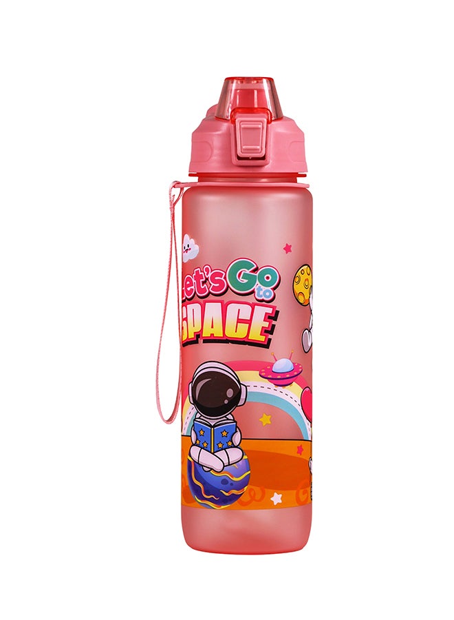 Toshionics Large 1000 ML Kids Water Bottle with Straw and Flip Lid – Handle and Strap - Leakproof BPA-Free Plastic, Space-Themed Astronaut Design, Includes Sticker Sheet, Non-Toxic Material, Wide Mouth, Lightweight and Durable, Suitable for School, Travel, and Outdoor Use – Reusable Bottle for Everyone Everywhere - Image 1