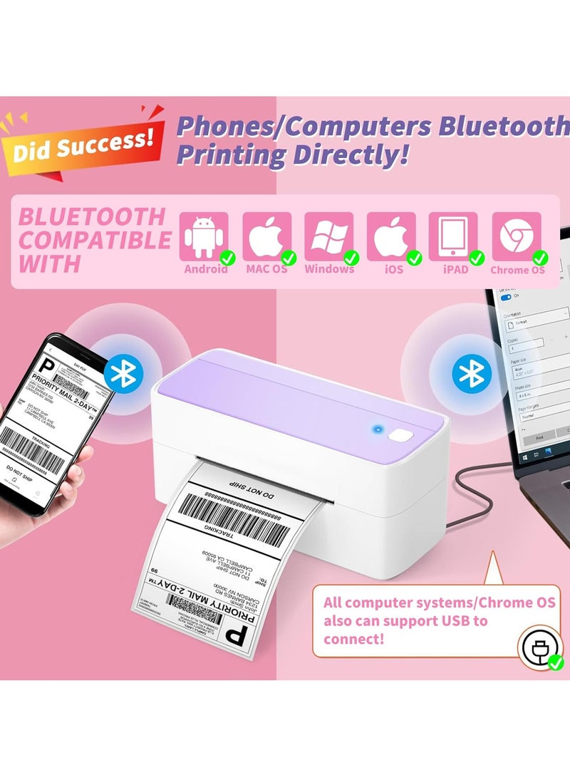 phomemo 241-BT Bluetooth Thermal Label Printer, 4X6" Wireless Shipping Label Printer for Small Business, Label Printer for Shipping Packages, Compatible with iPhone, Android (Purple) - Image 2