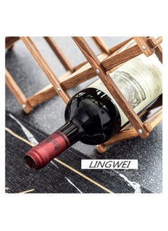 LINGWEI 6 Bottles Foldable Wooden Wine Rack Free Standing Brown  - Image 2