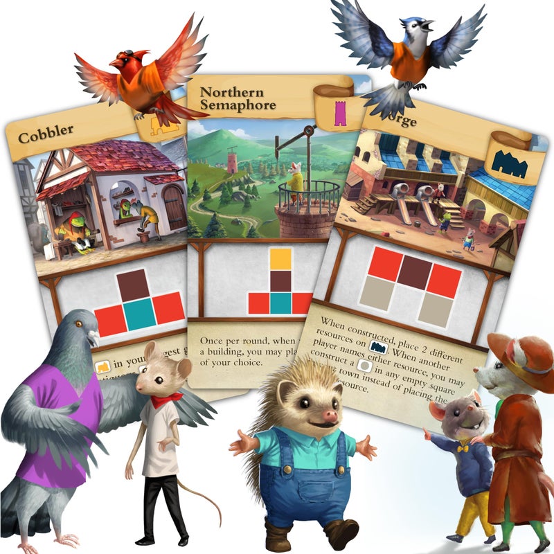 AEG Games AEG Tiny Towns: Villagers Expansion | Talented Creatures Have Come to Visit | Adds Villagers, New Buildings & Monuments | 1-6 Players | Ages 14+ - Image 3