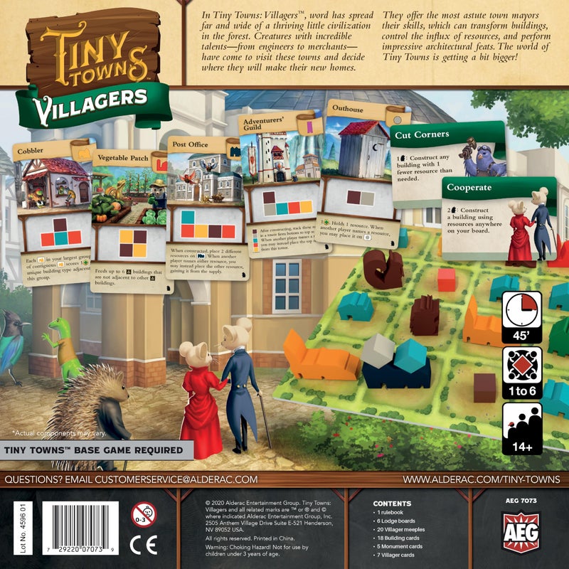 AEG Games AEG Tiny Towns: Villagers Expansion | Talented Creatures Have Come to Visit | Adds Villagers, New Buildings & Monuments | 1-6 Players | Ages 14+ - Image 2