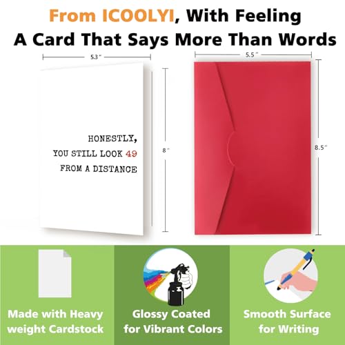 ICOOLYI Funny 50th Birthday Card Gift｜Humorous Greeting Card for Men, Women, Him, or Her – 50 Year Old Birthday Gift with Envelope, Party Decorations Keepsake - Image 5