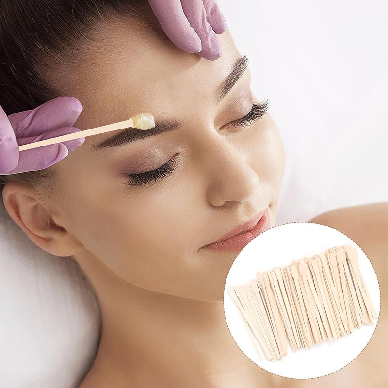 600 عود خشبي صغير لإزالة شعر الحواجب مع مقبض من ، أعواد شمع خشبية صغيرة، أعواد شمع لإزالة الشعر، ملاعق شمع وأعواد تطبيق حرفية لإزالة شعر الحواجب والشفتين والأنف - Image 3