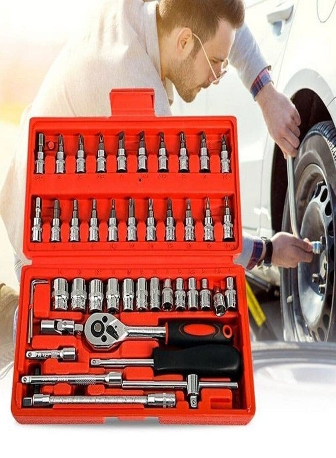 Nikrim™46 in 1 Pcs Tool Kit & Screwdriver Set Multi Purpose Combination Socket Set Case Precision Screw Driver Tool Box - Multi Colour - Image 1