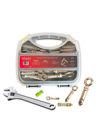 VIXEL Pack of 22 Heavy Duty closed hook Eye bolts Assortment Kit of different sizes with wrench and level meter and Expansion Bolts concrete Wall Anchor rawl bolts - pzsku/ZB13BAD7D8E55D555B74FZ/45/_/1683743062/6926df8b-a956-48e7-a638-cde145bc4751
