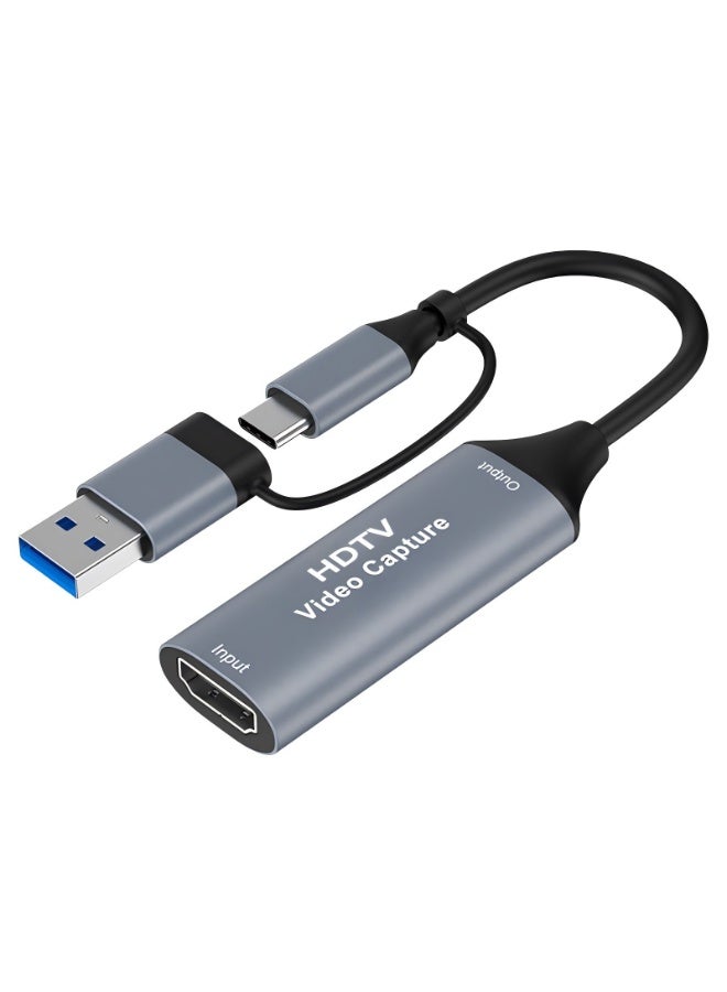 بطاقة التقاط فيديو HDMI 2 في 1 【منفذ USB-C + USB-A】 محول بطاقة التقاط فيديو HDMI إلى USB-C، بدقة 1080 بكسل بمعدل 60 هرتز، لتوسيع شاشة Xbox، وبث الألعاب المباشر، وتسجيل الفيديو على TikTok وYouTube، لأنظمة Windows وMacOS - Image 1
