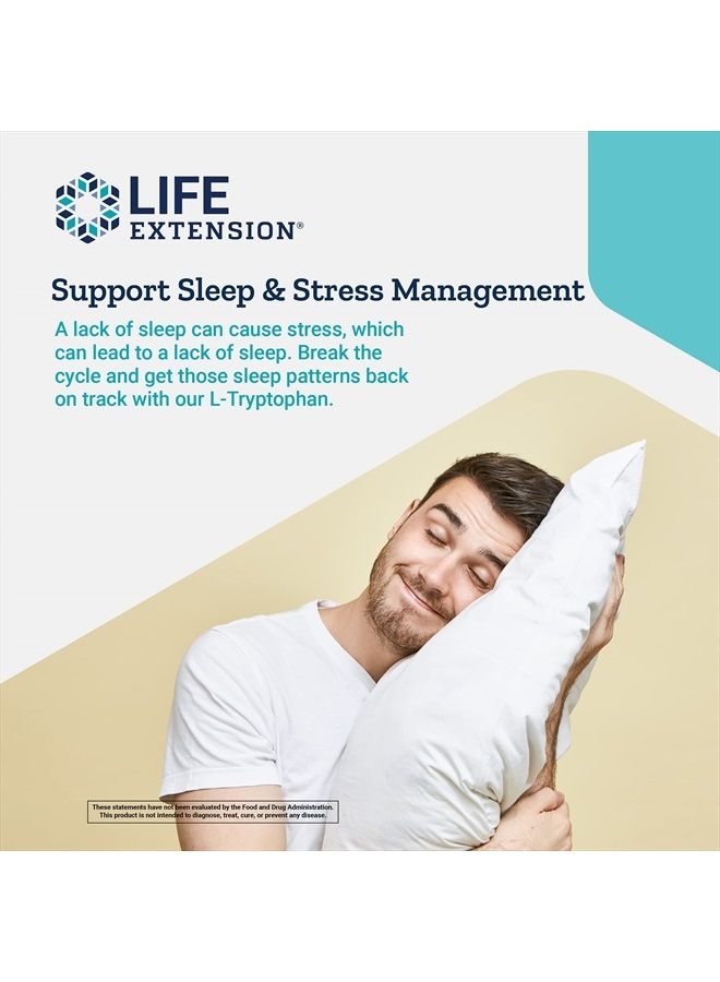 Life Extension L-Tryptophan 500 mg – L-Tryptophan Supplement for Healthy Sleep and Stress Response Support – Gluten-Free, Non-GMO, Vegetarian – 90 Capsules - Image 5