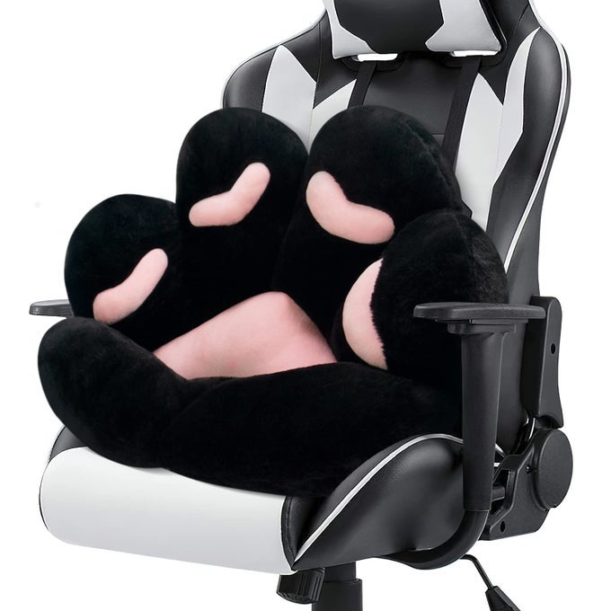Cat Paw Cushion Chair Comfy Kawaii Plush Seat Cushions Shape Lazy Pillow for Gamer Chair 28x 24 Cozy Floor Cute Seat Kawaii for Girl Worker Gift Dining Room Bedroom Decorate Black
