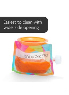 Baby Brezza Reusable Baby Food Storage Pouches, 10 Pack 7oz - Make Organic Food Puree for Kids or Toddlers and Store in Refillable Squeeze Pouches, Bulk Set is Freezer Safe & Washable  - Image 5
