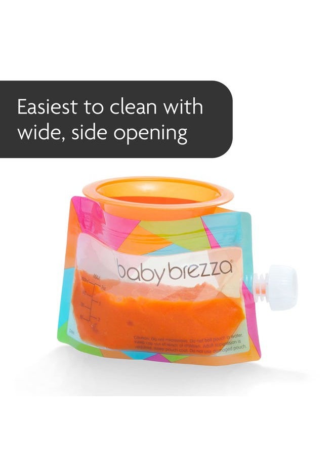 Baby Brezza - Reusable Baby Food Storage Pouches, 10 Pack 7oz - Make Organic Food Puree for Kids or Toddlers and Store in Refillable Squeeze Pouches, Bulk Set is Freezer Safe & Washable - Image 1