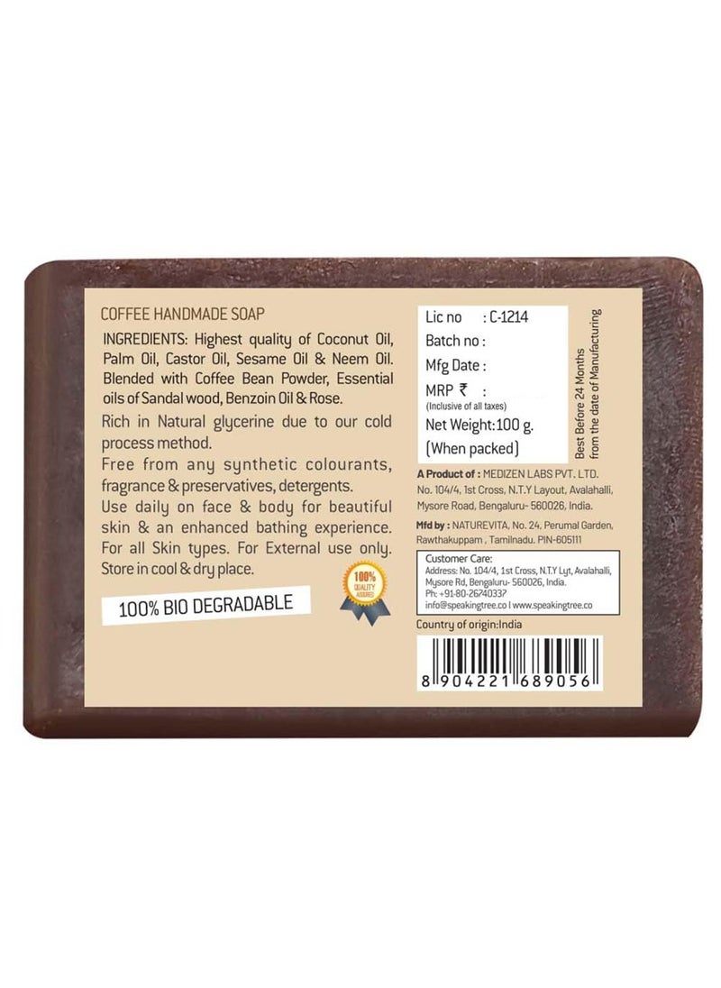 Speaking Tree Speaking Tree Exfoliating Coffee Handmade Soap 100Gms Pack Of 2  Specially Formulated And Cold Processed All Natural Ingredients For Perfectly Clean Skin  Handmade With Love  - Image 3