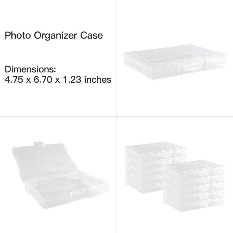 novelinks Transparent 4" x 6" Photo Organizers and Photo Storage Box with Handle, 16 Inner Photo Cases, Portable Picture Organizers & Photo Storage Containers (Clear-Gold Handle) - Image 3