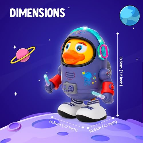 Gooyo GY-3027 Dancing Space Duck Toy with Vibrant Lighting Effect & Musical Sound | Best Dancing & Musical Toy for Kids | Blue & Yellow | 3xAA Battery (Not Included) | Gift Box Packaging - Image 3