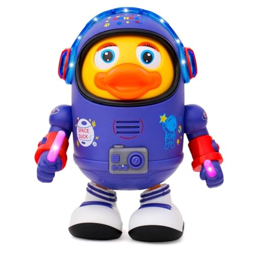 Gooyo GY-3027 Dancing Space Duck Toy with Vibrant Lighting Effect & Musical Sound | Best Dancing & Musical Toy for Kids | Blue & Yellow | 3xAA Battery (Not Included) | Gift Box Packaging - Image 1