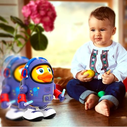 Gooyo GY-3027 Dancing Space Duck Toy with Vibrant Lighting Effect & Musical Sound | Best Dancing & Musical Toy for Kids | Blue & Yellow | 3xAA Battery (Not Included) | Gift Box Packaging - Image 2