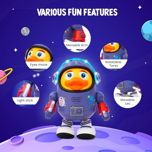 Gooyo GY-3027 Dancing Space Duck Toy with Vibrant Lighting Effect & Musical Sound | Best Dancing & Musical Toy for Kids | Blue & Yellow | 3xAA Battery (Not Included) | Gift Box Packaging - Image 4