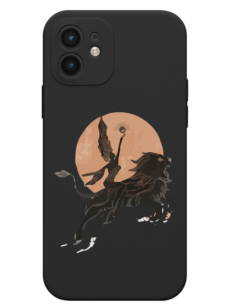 Theodor Protective Slim Fit Case Liquid Silicone Cover with Full Body Protection Anti-Scratch Shockproof Case For iPhone 12 Black  - leopard Print copy - Image 1