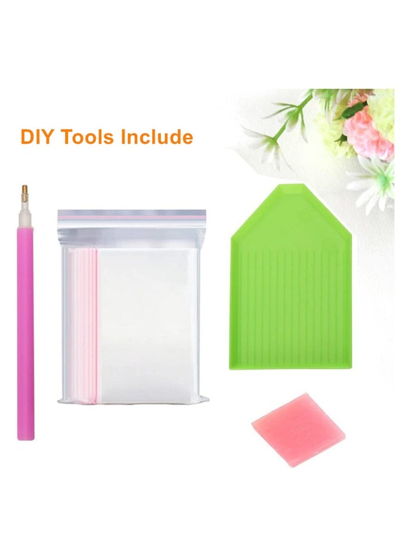 عِيشَالِي طقم لوحة رسم بالماس خماسي الأبعاد DIY ورود مزدوجة البتلات باللون الوردي والبرتقالي والوردي الفاتح للبالغين والأطفال لوحة كانفس فنية 30 × 40 سم لتزيين حائط المنزل``` - Image 4