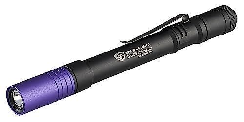 Streamlight ستريملايت 66149 ستايلس برو USB 400nm UV مصباح قلم قابل لإعادة الشحن مع كابل USB وحافظة نايلون، أسود - Image 1