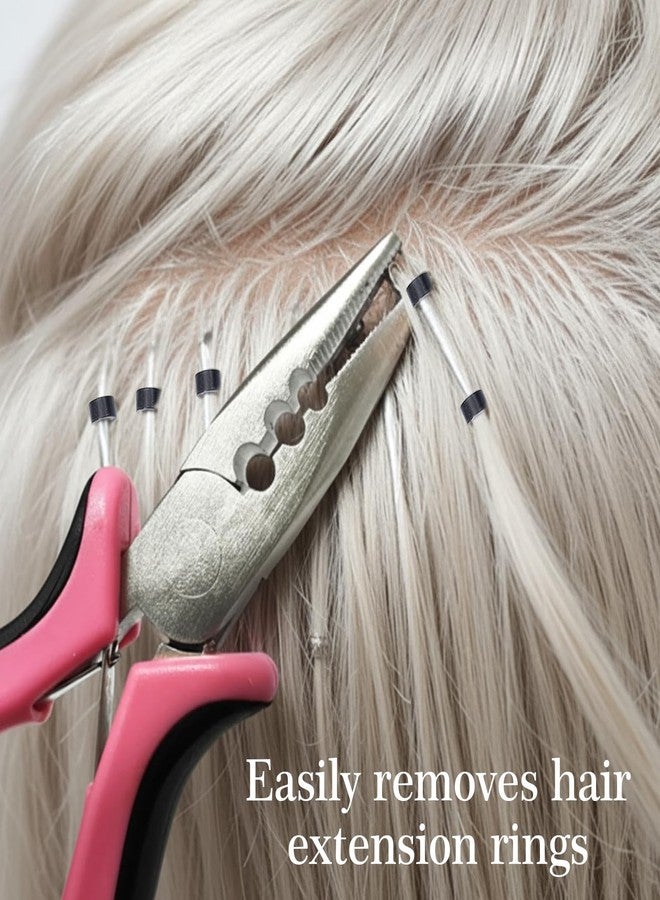 Bremorou Hair Pliers Mini Pliers Hair Extension Pliers Tools For Beads Hair Tinsel Tool 3 Holes Professional Hairs Extension Tools for Beads Micro Nano Ring Hairs Extensions opener and Removal Tool, Pink - Image 5