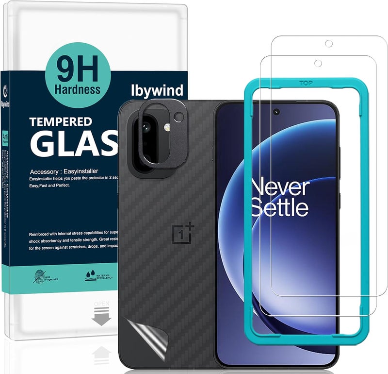 Ibywind for OnePlus 15R 5G Screen Protector,2-Pack,9H Hardness Tempered Glass with Camera Lens Protector,Easy Installation Tool,Bubble-Free,Fingerprint Unlock,Anti-Shatter,Anti-Scratch - Image 1