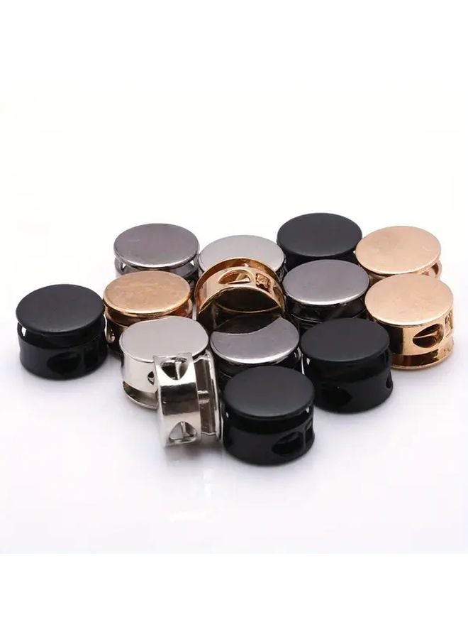 Black Alloy Double Hole Spring Buckles Adjustable Drawstring Fasteners for Hats Pants Jackets Outdoor Gear - Image 3