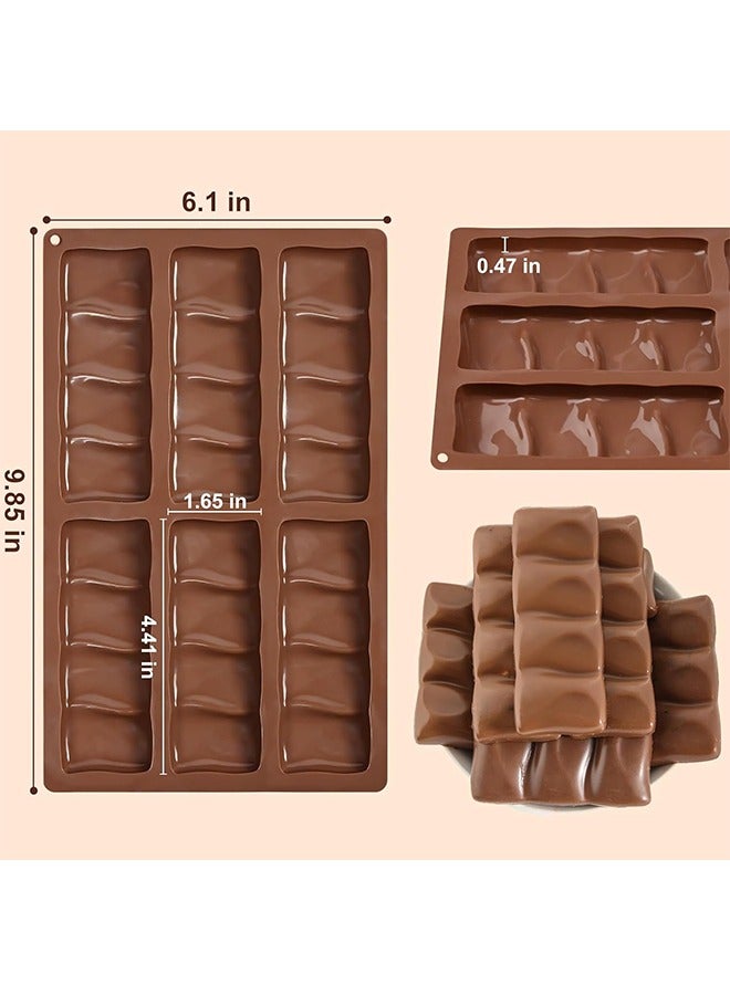 2Pcs Silicone Chocolate Bar Mold, Non Stick Dubai Pistachio Chocolate Molds for Thick Stuffed Chocolate Bars, Break Apart Design, 6 Cavities Candy Bar Mold  - Image 3