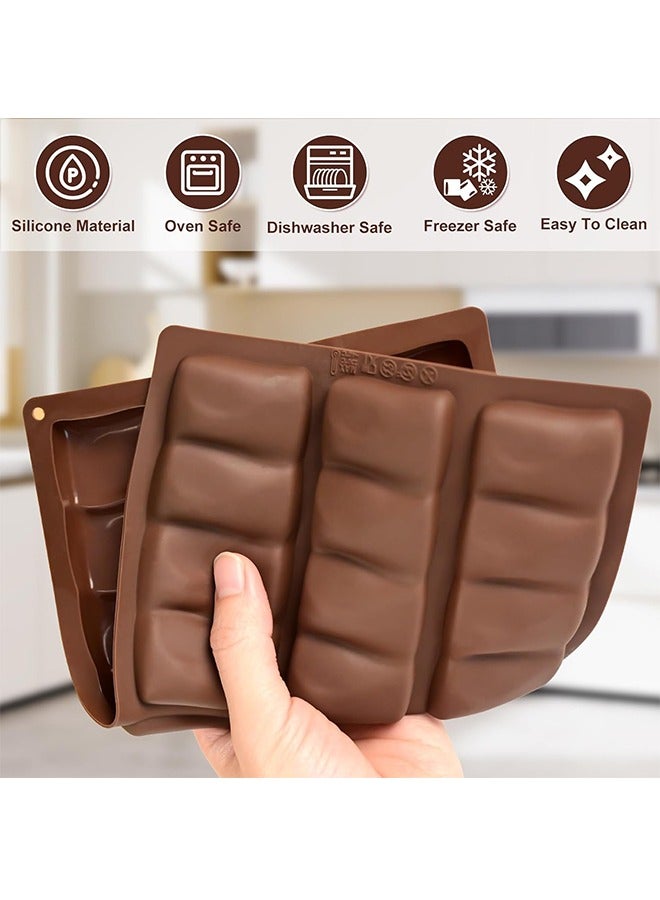 2Pcs Silicone Chocolate Bar Mold, Non Stick Dubai Pistachio Chocolate Molds for Thick Stuffed Chocolate Bars, Break Apart Design, 6 Cavities Candy Bar Mold  - Image 5