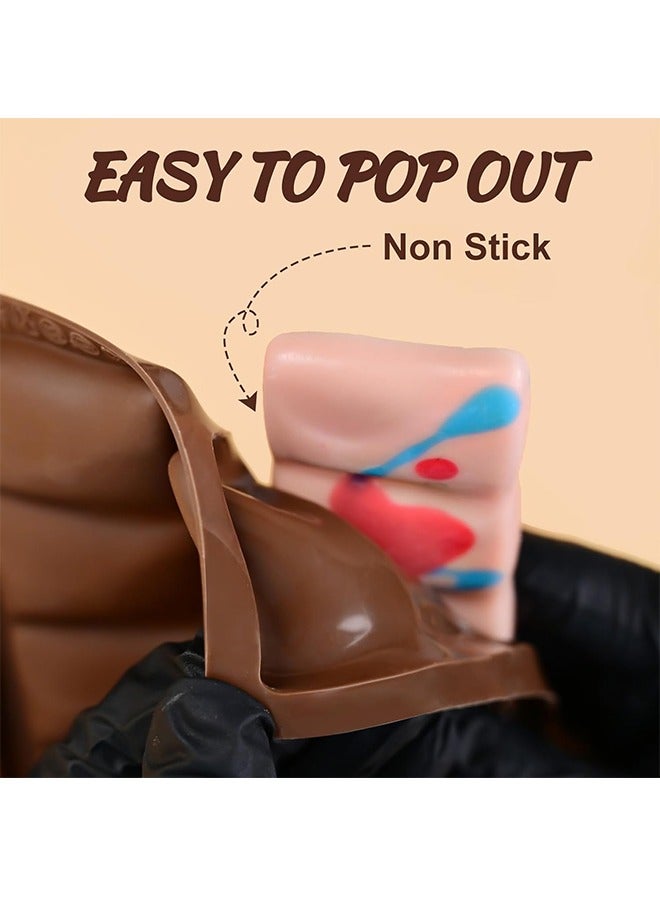 2Pcs Silicone Chocolate Bar Mold, Non Stick Dubai Pistachio Chocolate Molds for Thick Stuffed Chocolate Bars, Break Apart Design, 6 Cavities Candy Bar Mold  - Image 4