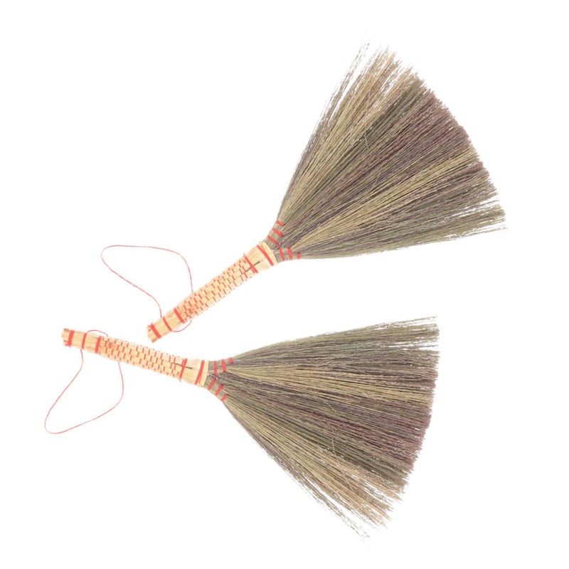 Handmade Bamboo Desktop Broom Set 2Pcs Soft Bristle Long Handle Dust Duster for Home Office Cleaning - Image 2