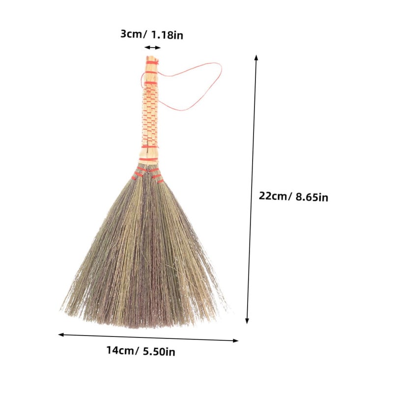 Handmade Bamboo Desktop Broom Set 2Pcs Soft Bristle Long Handle Dust Duster for Home Office Cleaning - Image 3