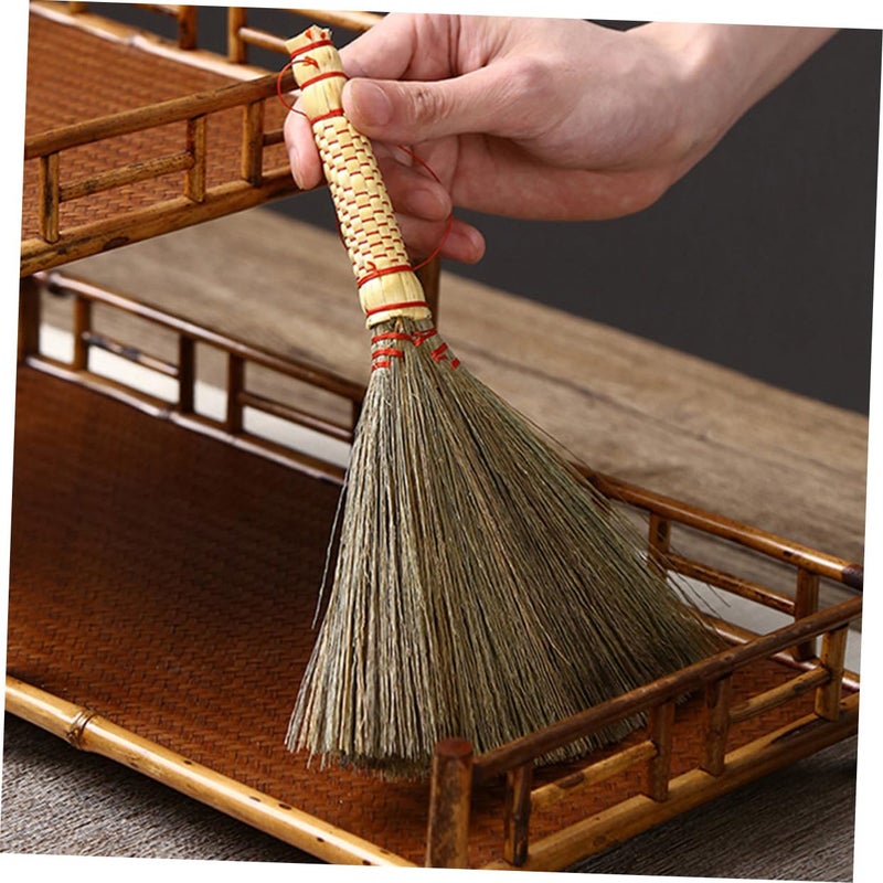 Handmade Bamboo Desktop Broom Set 2Pcs Soft Bristle Long Handle Dust Duster for Home Office Cleaning - Image 5