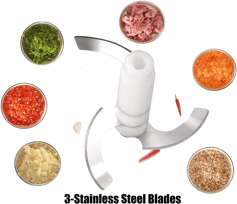 ViNishq Manual HandPress Food Vegetable Chopper Mixer Mini Handy Compact Chopper With 3 Stainless Steel Blades Push Close Button Design Home Kitchen Chopping Onion Salad Gadget 500 Ml - Image 2