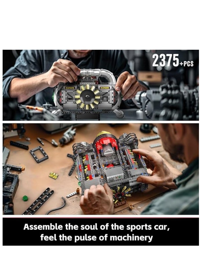 mould king 10181 Flat-Six Engine Model Kit, Sport Car Engine Building Block with Battery Box, DIY Assembly Motorized Car Motor Kit Toys for Kids/Adult (2375+PCS)  - Image 3
