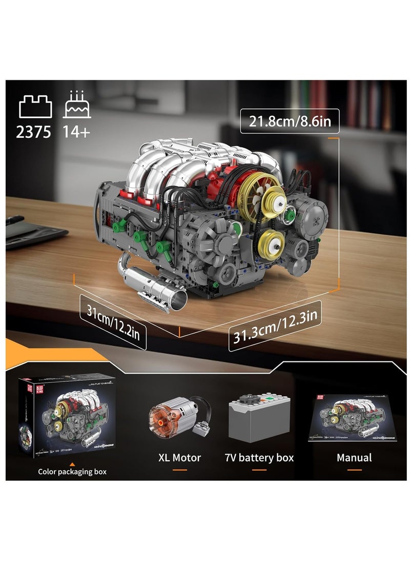 mould king 10181 Flat-Six Engine Model Kit, Sport Car Engine Building Block with Battery Box, DIY Assembly Motorized Car Motor Kit Toys for Kids/Adult (2375+PCS)  - Image 4