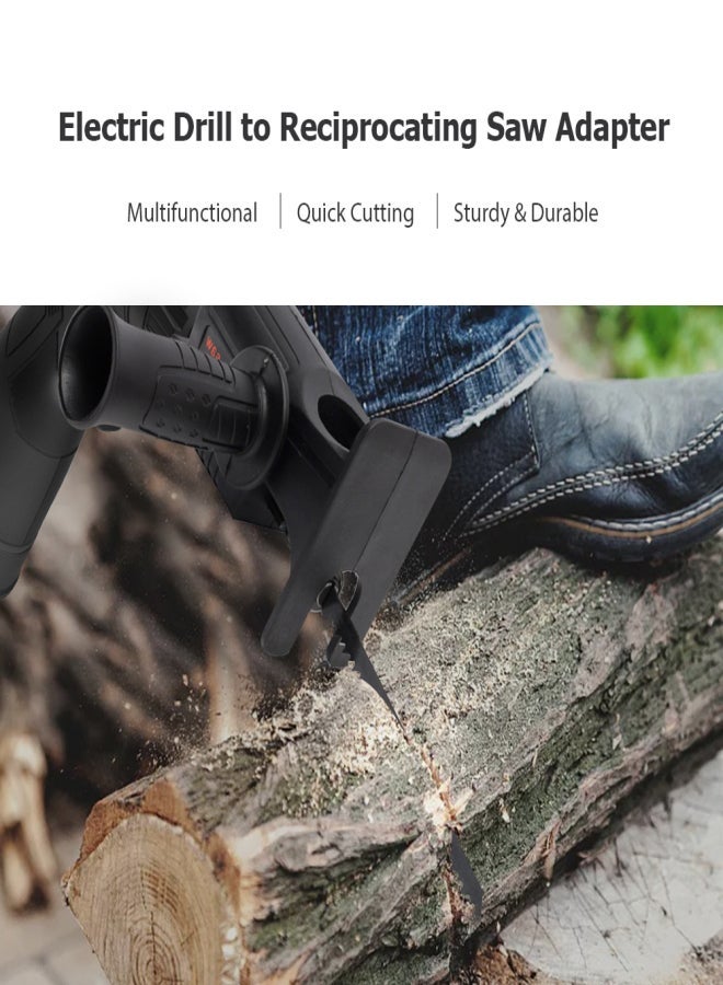 Curve Electric Drill to Reciprocating Saw Adapter with 3 Replaceable Saw Blades Power Drill Modified Tool Electric Saw Converter for Wood Metal Plastic Bone  Leather - Image 4