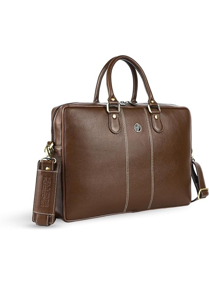  هاموندز فلاي كاتشر حقيبة كمبيوتر محمول من الجلد الأصلي للرجال/حقيبة مكتب للرجال، لون خشب الفرشاة | تناسب أجهزة الكمبيوتر المحمولة/ماك بوك حتى 16 بوصة | حقيبة جلدية مع أحزمة كتف | حقيبة كمبيوتر محمول - Image 1