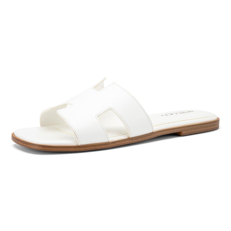AprCoco Women's Flat Sandals Dressy Classic H-Band Flats Sandals Summer Beach Vacations Slide Sandals,Size 09ï¼ŒWhite - Image 5