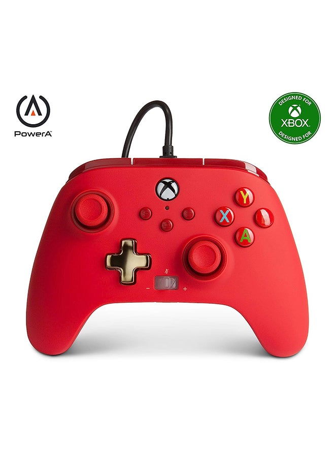 باور أيه وحدة تحكم سلكية معززة من PowerA لجهاز Xbox Series X|S - أحمر - Image 1