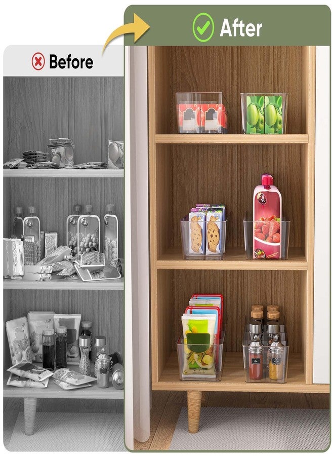 BALEINE Pantry Organizers and Storage Bins, Plastic Clear Storage Bins with 3 Removable Dividers, BPA-Free Fridge Organizer Clear Bins for Fridge Kitchen Cabinet Bathroom (10.5x6.1x3.5, 4PK) - Image 5