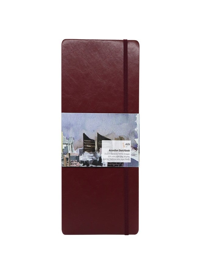 Etchr Watercolor Sketchbook Accordion 5x8in - 100% Cotton Watercolor Paper Journal - Hot Press Watercolor Paper - Use for Watercolor Gouache Mixed Media or to Sketch - Sketchbook for Watercolor - Image 1