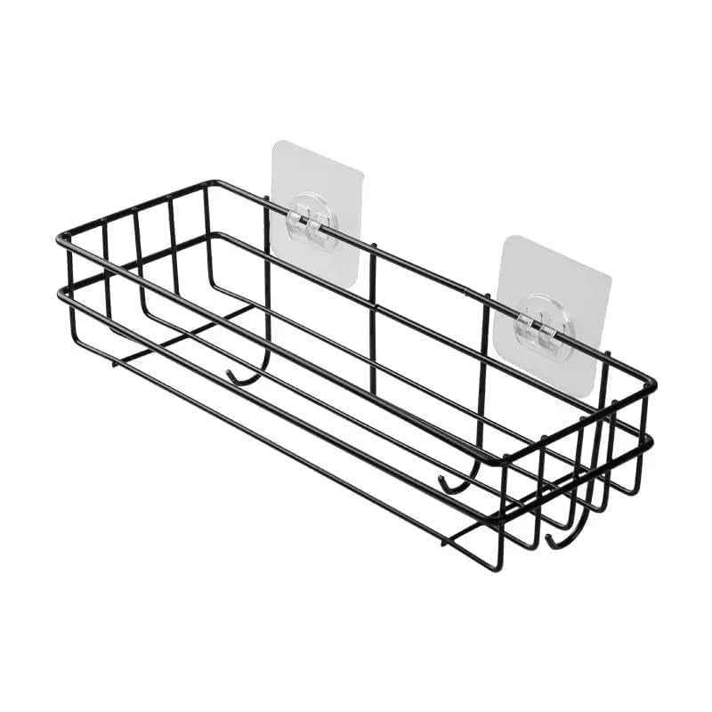 LEMBOSE Copper Shower Caddy Shelf 2-Pack Black Adhesive Wall Mount Storage Rack with 4 Hooks, No-Drill Rustproof Organizer for Bathroom, Kitchen, Shampoo, Toiletries, Self-Adhesive Corner Shelves - Image 4