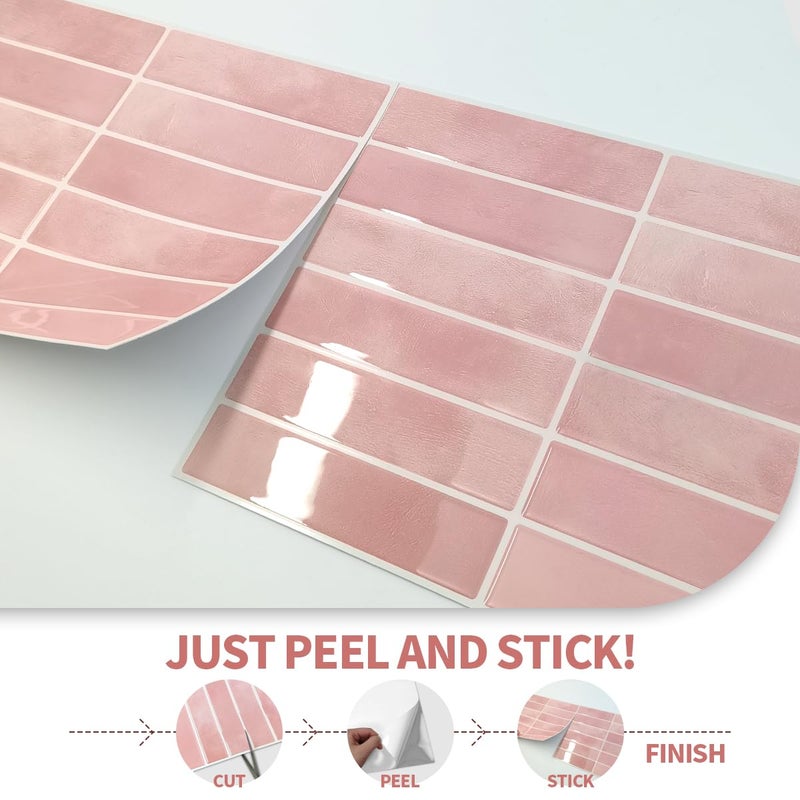 DAGOU Peel and Stick Backsplash 3D Wall Tiles,Self-Adhesive,Oil Proof,Waterproof, Removable Wall Panels for Kitchen & Bathroom,Modern Design, Easy Install (10.7ftï¼Œ12x9 inch,14 Pack) (Pink) - Image 5
