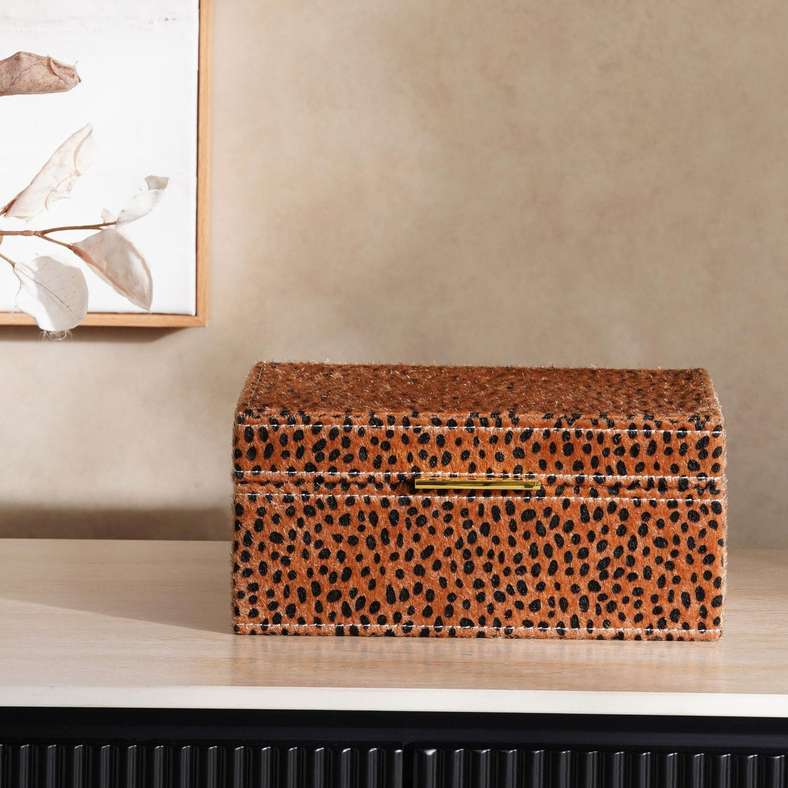 Pan Home Savanna Faux Fur Decor Box 18x12x7.5cm- Brown - Image 1