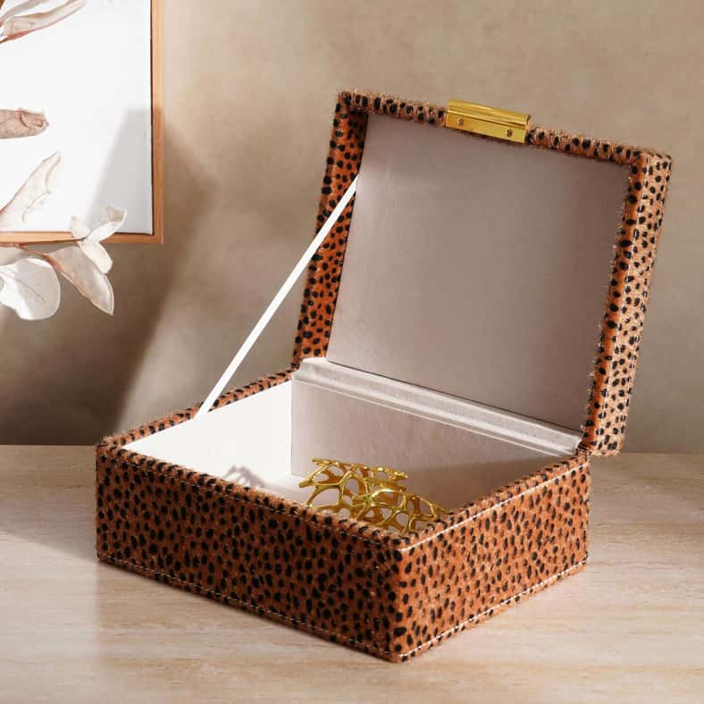 Pan Home Savanna Faux Fur Decor Box 18x12x7.5cm- Brown - Image 2